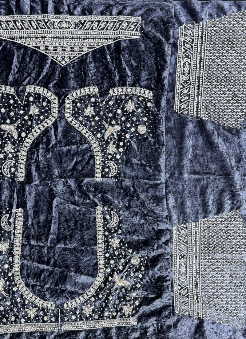 Urging fancy embroidery work leather color range partywear Lehengacholi in Steel