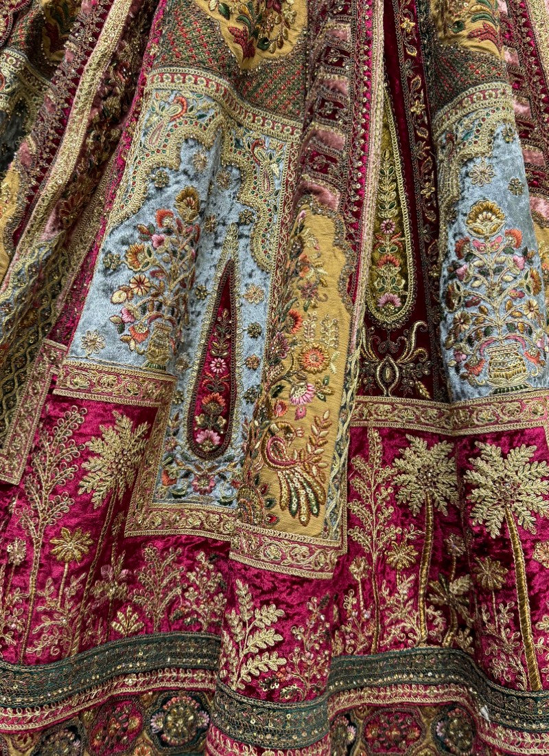 Very well Designed and cutting crafted embroidered traditional bridal Beige Colour Lehengacholi with double dupatta