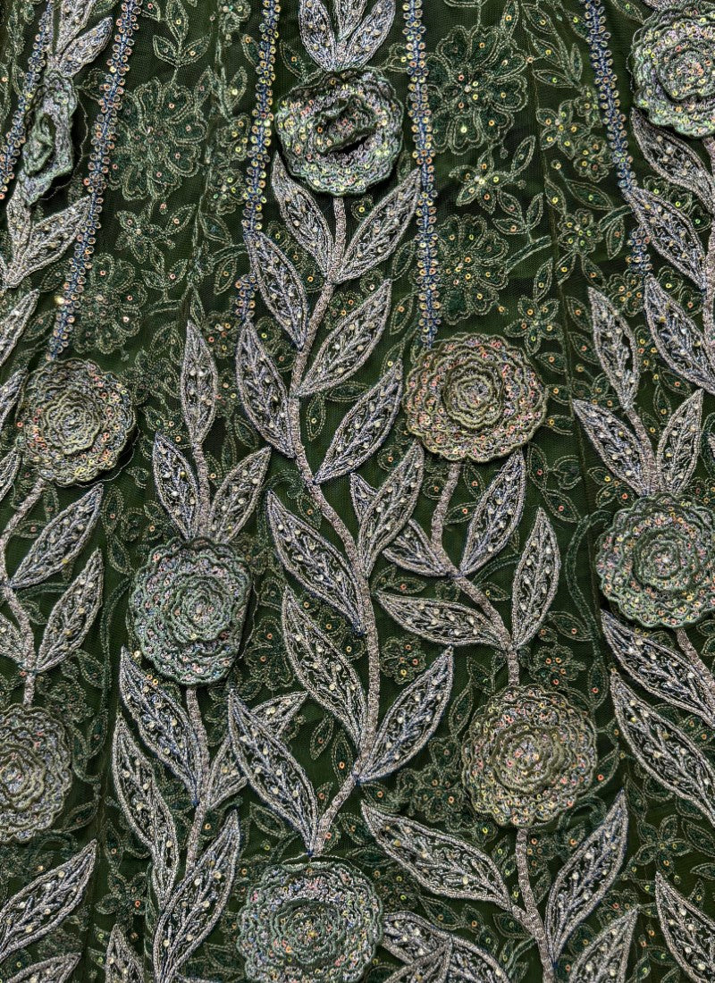 Exclusive Color Range in Partywear Pine Colour Lehengacholi crafted with various work