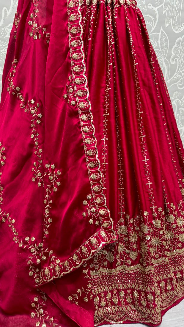 Stunning partywear In various embroidered combine Lehengacholi in Rani
