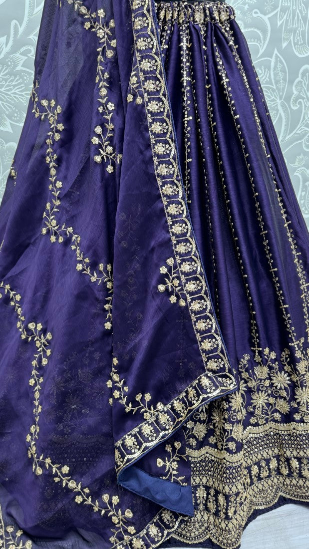 Stunning partywear In various embroidered combine Lehengacholi in Indigo