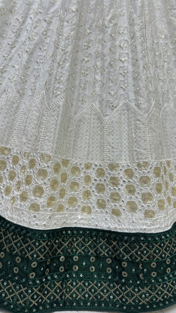Sophisticated designed embroidery on with dupatta and blouse Lehenga in White
