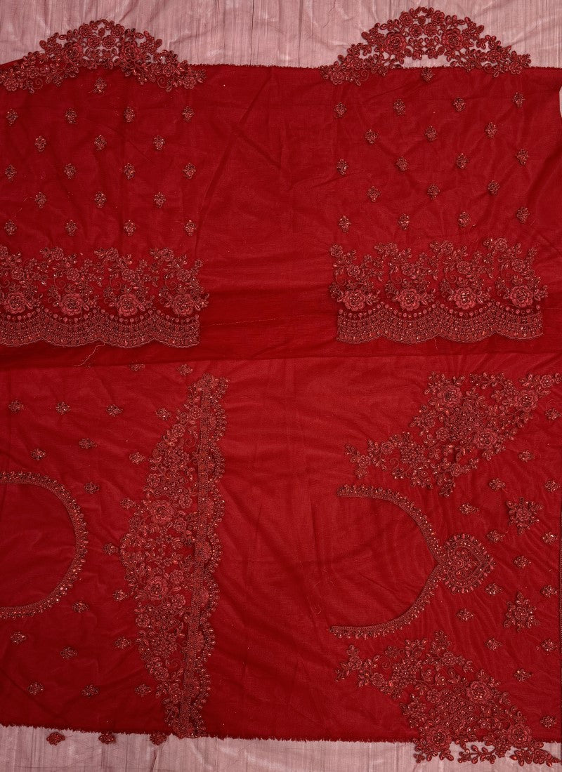 Tremendous Art of Dori and Zircon combine Designer Perfect Partywear Lehenga choli in Red Colour