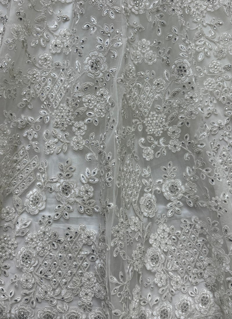 Tremendous Art of Dori and Zircon combine Designer Perfect Partywear Lehenga choli in White Colour