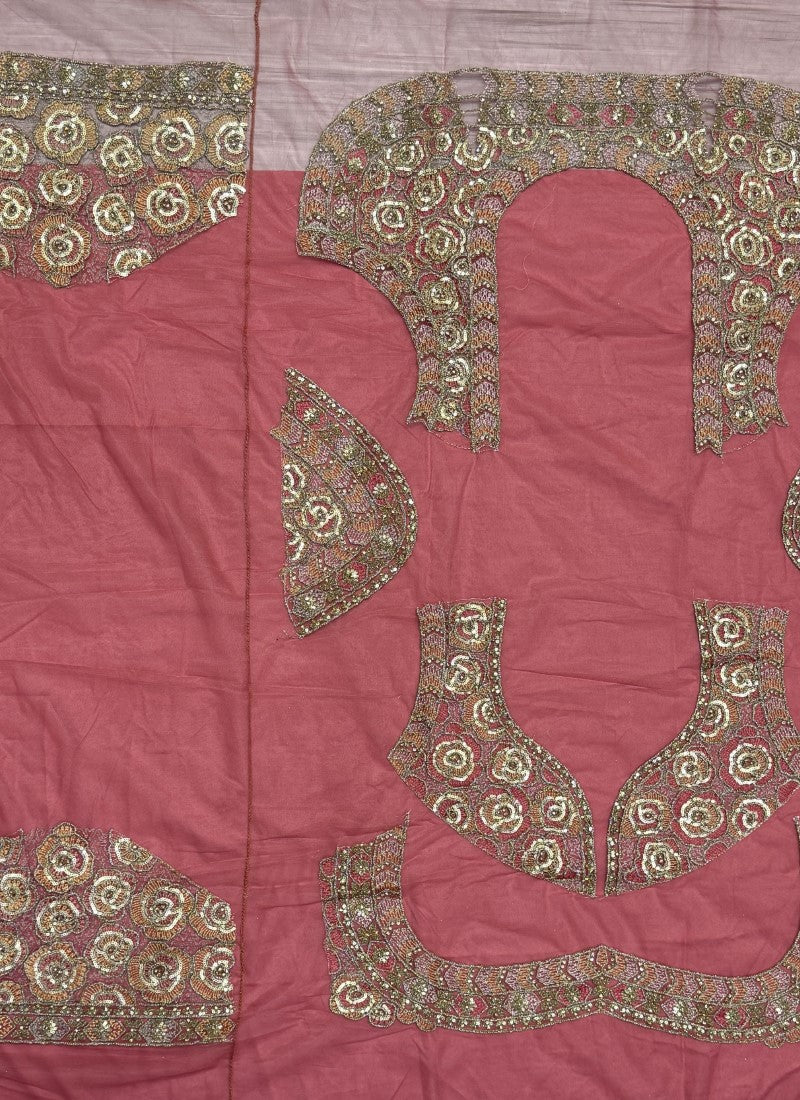 Rose Pattern perfect embroidered designer Partywear Lehengacholi in Pyazi colour