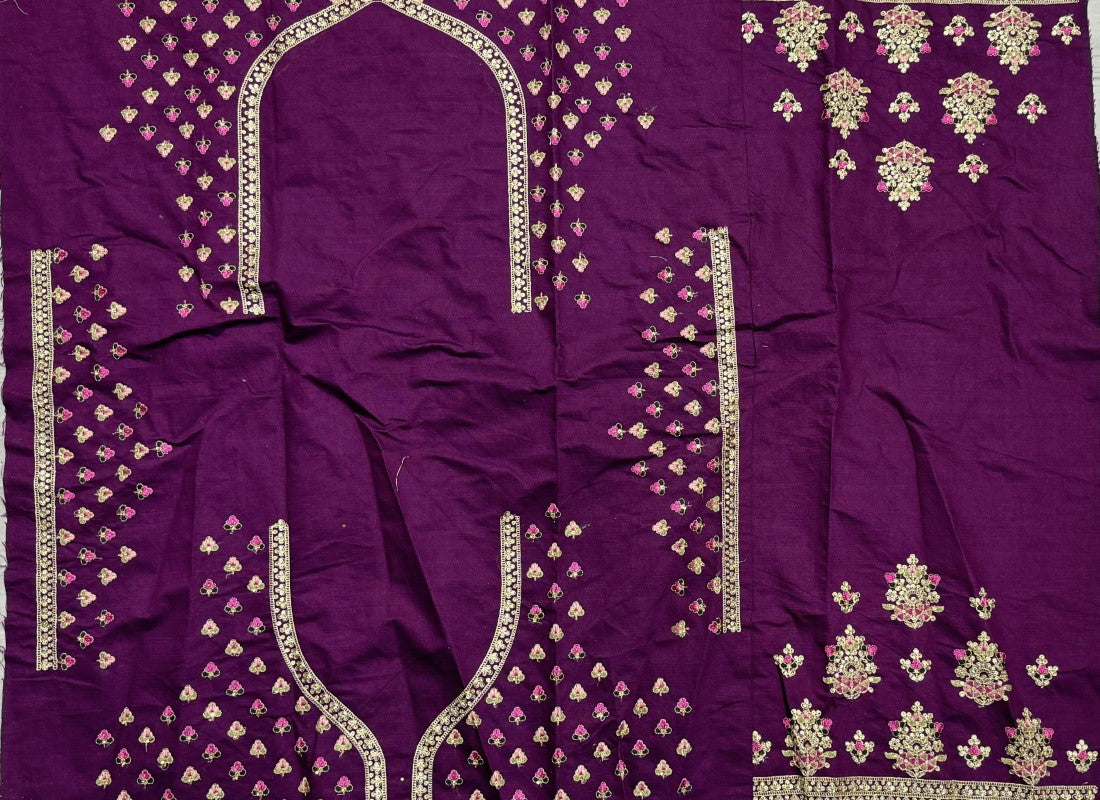 Various embroidery Lace and colourful patch work designed partywear Lehengacholi in purple colour