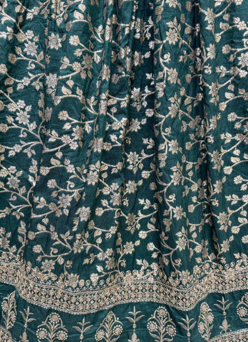 Perfect detailed embroidery work designer partywear Lehengacholi in teal colour