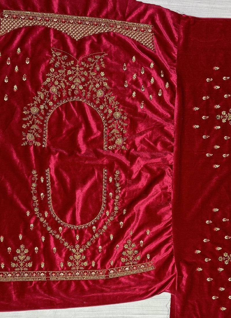 Double chunni and Various embroidery Patch work Lehengacholi in rani pink colour