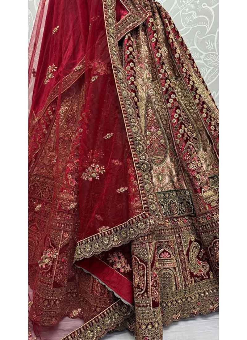 Phenomenal Ornamentation on Velvet With various color patch work combine Designer Lehengacholi