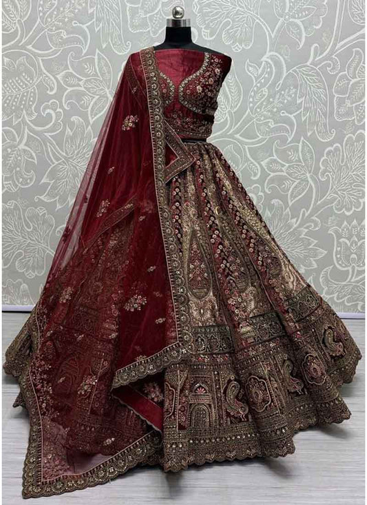 Phenomenal Ornamentation on Velvet With various color patch work combine Designer Lehengacholi