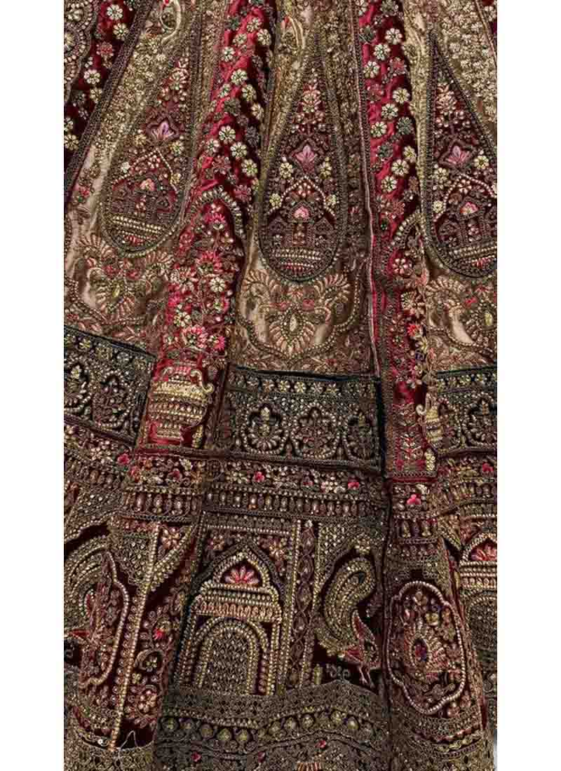 Phenomenal Ornamentation on Velvet With various color patch work combine Designer Lehengacholi