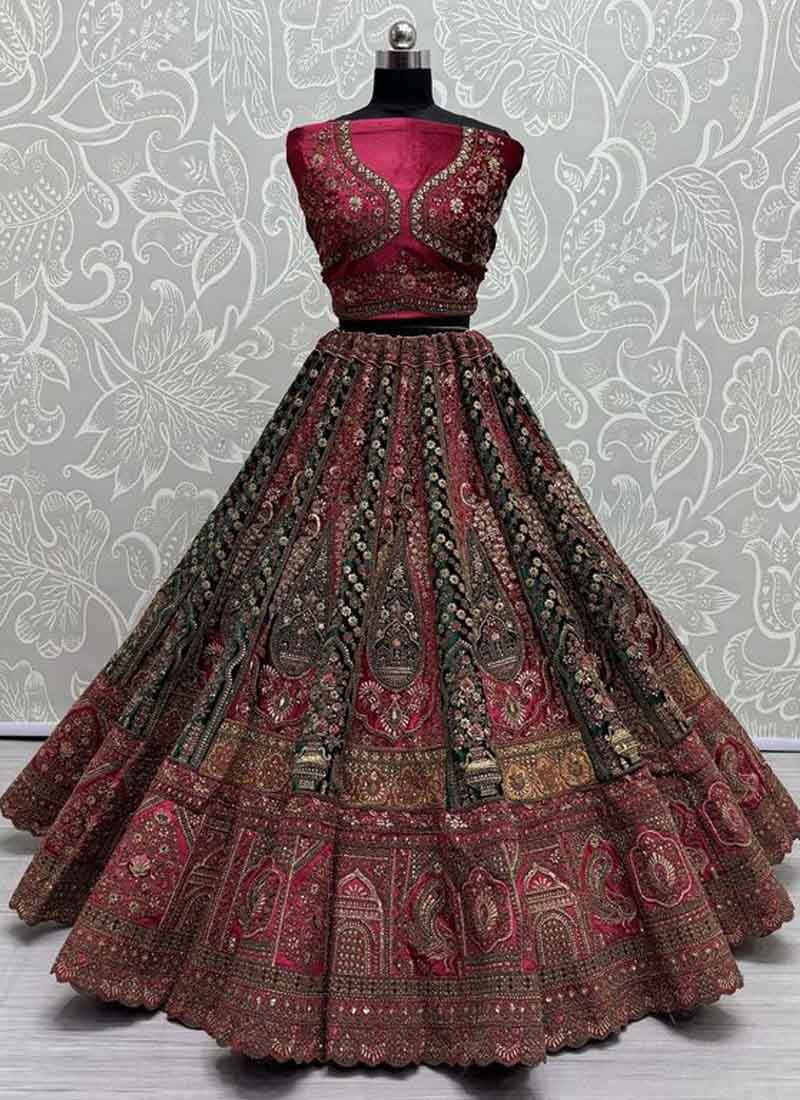 Phenomenal Ornamentation on Velvet With various color patch work combine Designer Lehengacholi