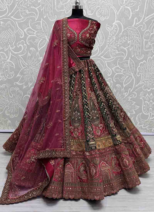 Phenomenal Ornamentation on Velvet With various color patch work combine Designer Lehengacholi