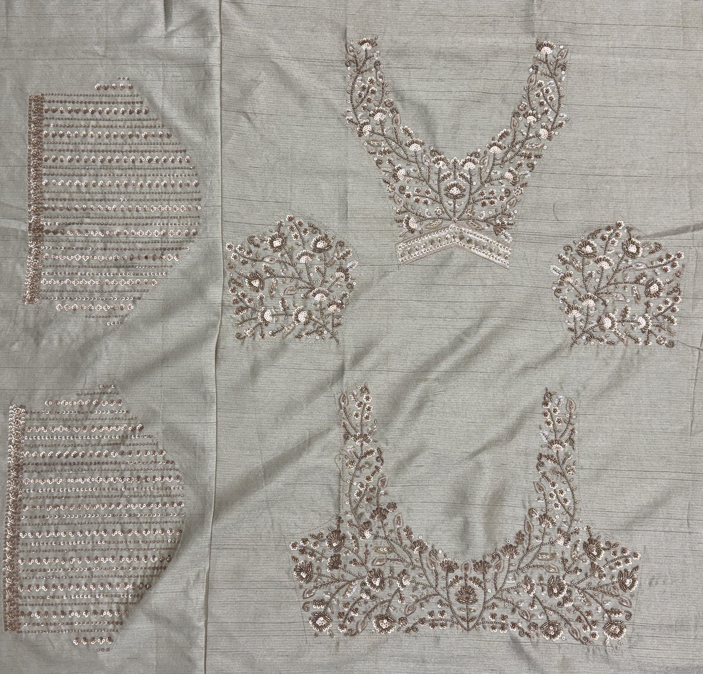Ivory Slub Silk Bridal Lehenga Choli with Floral Handwork, Heritage Border & Designer Net Dupatta