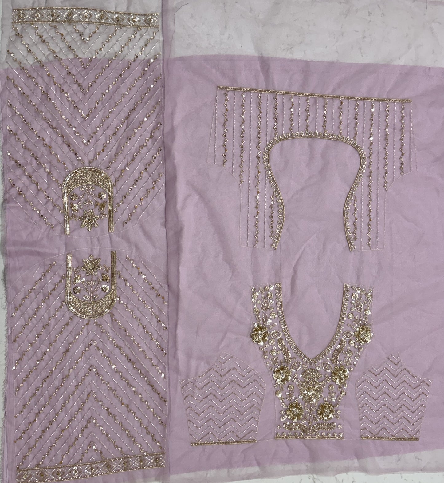 Luxury Lavender Bridal Net Embroidered Bridal Lehenga Choli with Unstitched Blouse & Net Dupatta