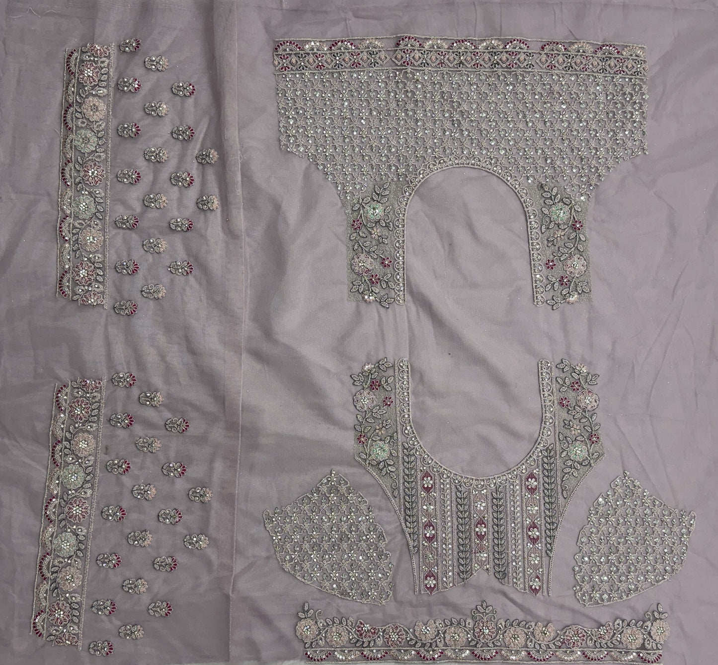 Luxury Dusty Lavender Bridal Net Embroidered Lehenga Choli with Designer Dupatta