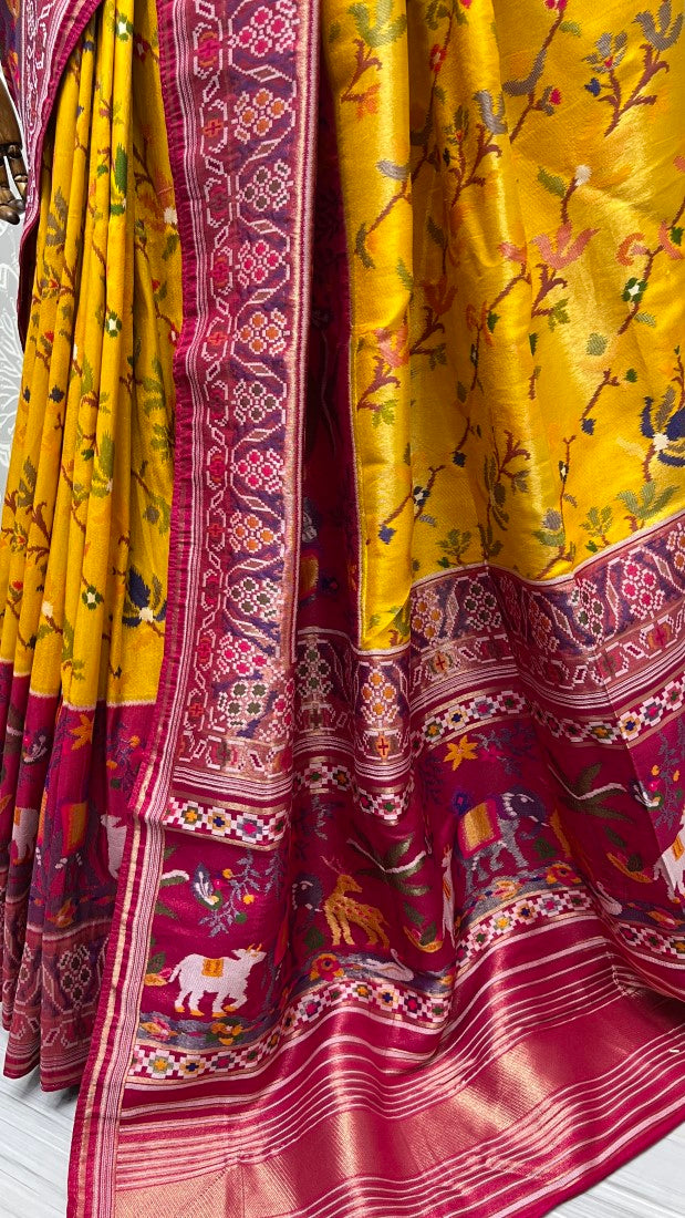Pure Meena Silk and Dyed Silk Thread Crafted Authentic Patola Saree