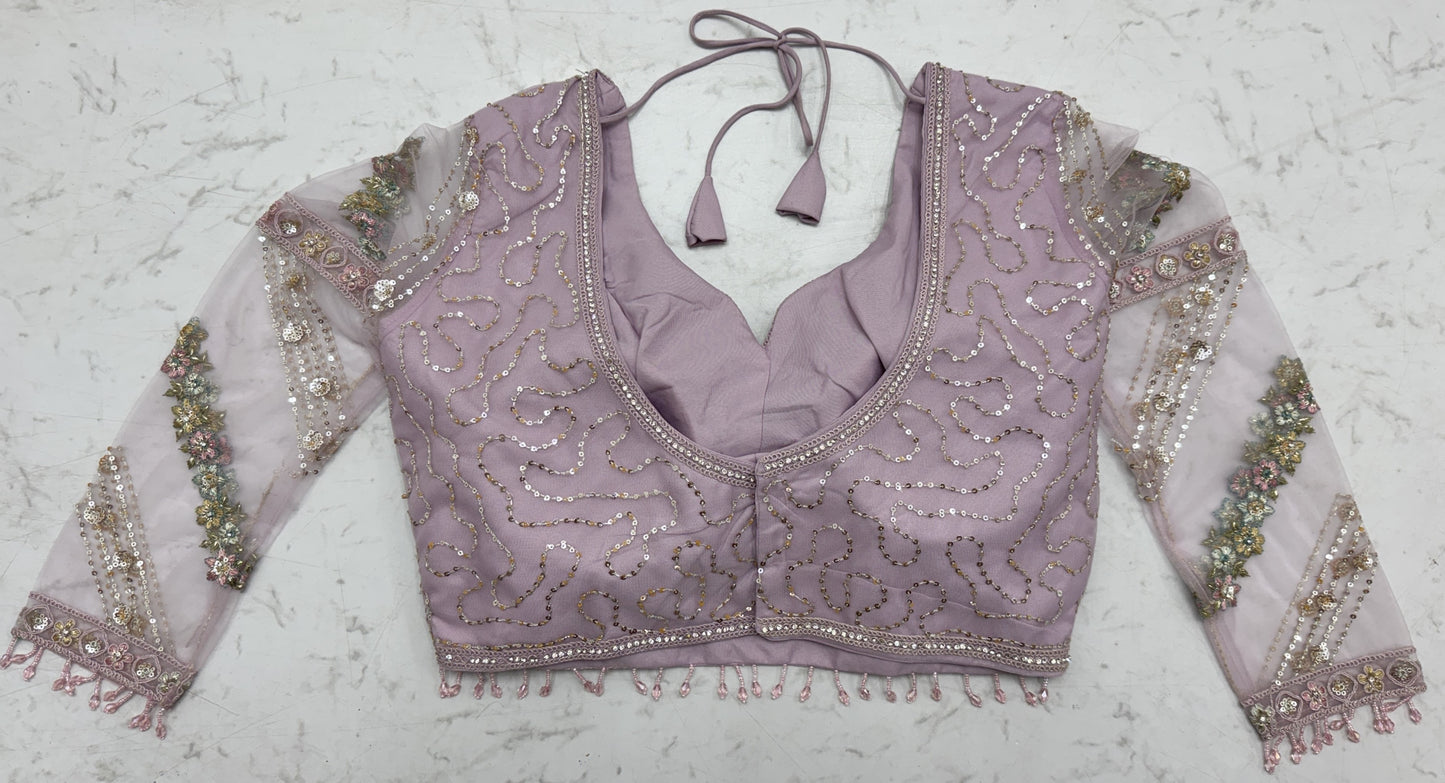 Luxury Lavender Double Net Embroidered Bridal Lehenga Choli with Designer Blouse & Soft Net Dupatta
