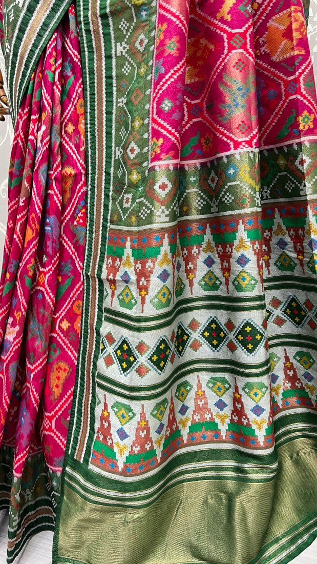 Utmost Elegance Designed Pure Patola Meena Silk Saree Pink