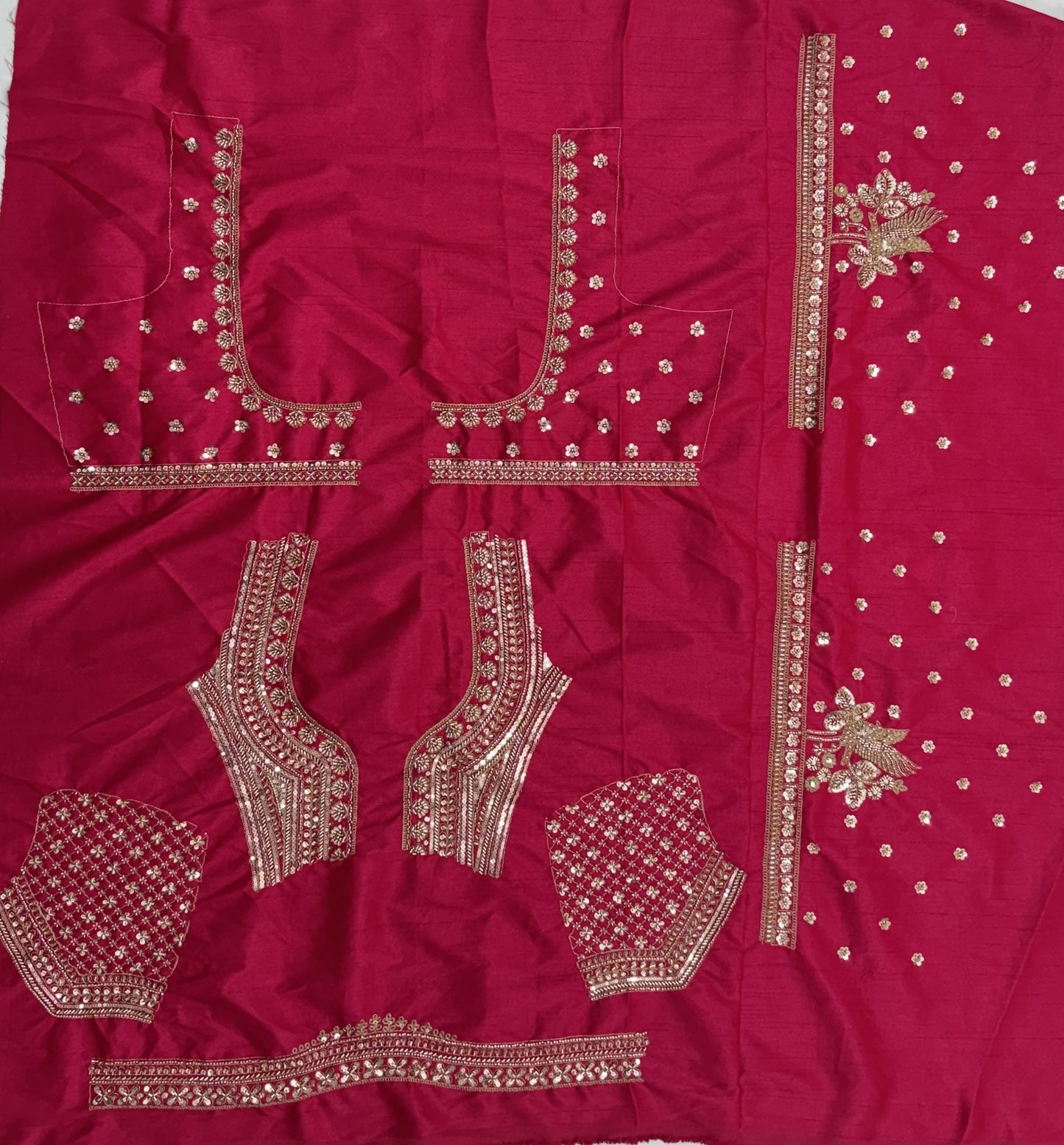 Royal Hot Pink Gadhwal Silk Bridal Lehenga Choli with Zari Embroidery, Bead Work & Net Dupatta