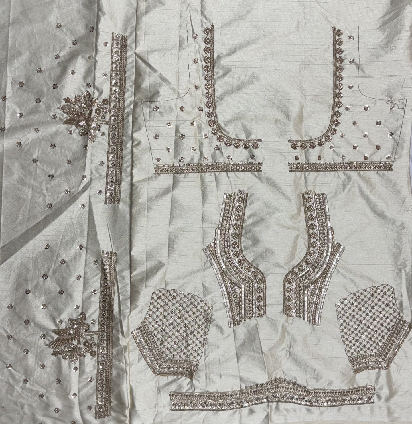Ivory White Gadhwal Silk Bridal Lehenga Choli with Zari Embroidery, Bead Work & Designer Net Dupatta