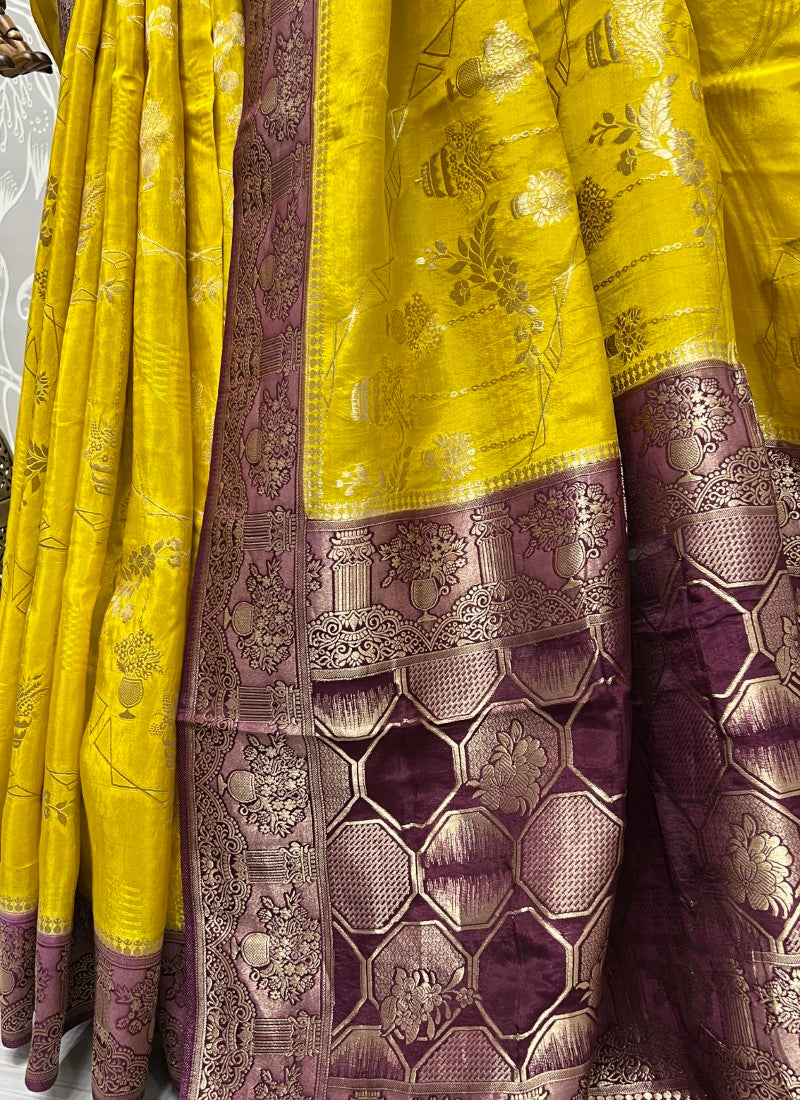 Yellow Elegant and Sophisticated made Silk Saree with Blouse