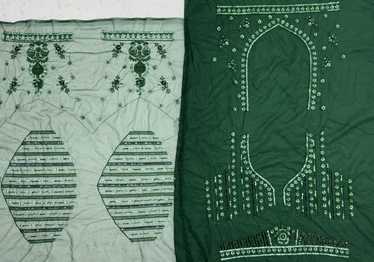 Emerald Green Premium Net Sequins Embroidered Bridal Lehenga Choli with Zardosi Work