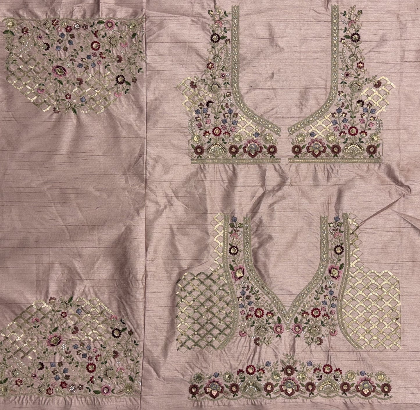 Blush Pink Gadhwal Silk Bridal Lehenga Choli with Multi Thread Embroidery, Dori Work & Soft Net Dupatta