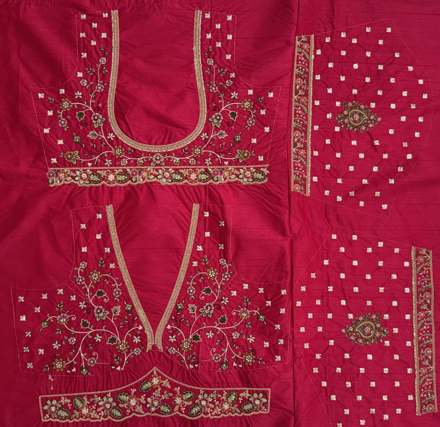Rani Pink Peacock Embroidered Gadhwal Silk Bridal Lehenga Choli with Mirror Handwork & Designer Dupatta