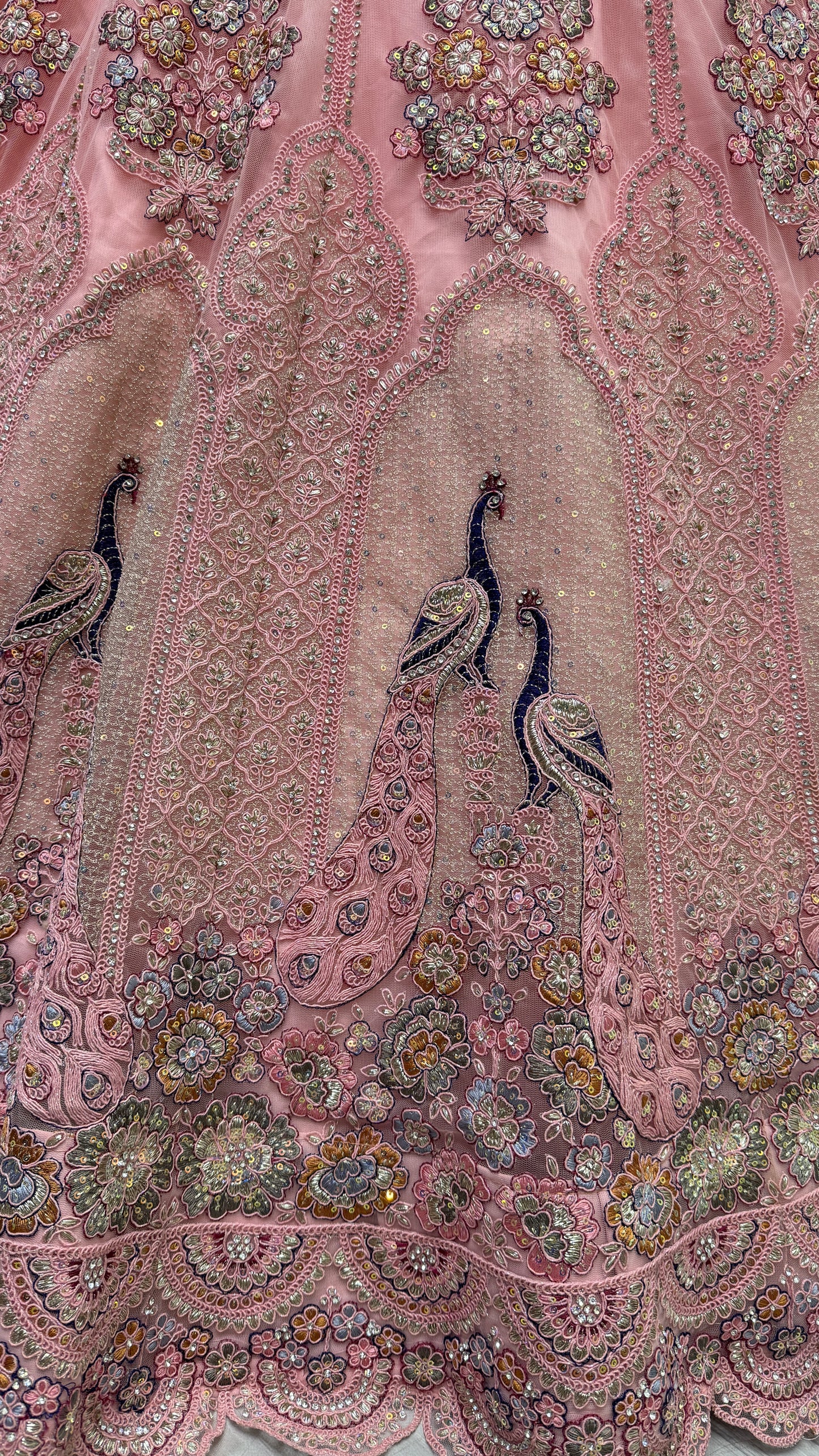 Multi thread and sequins crafted Peacock embroidered Designer partywear Lehengacholi