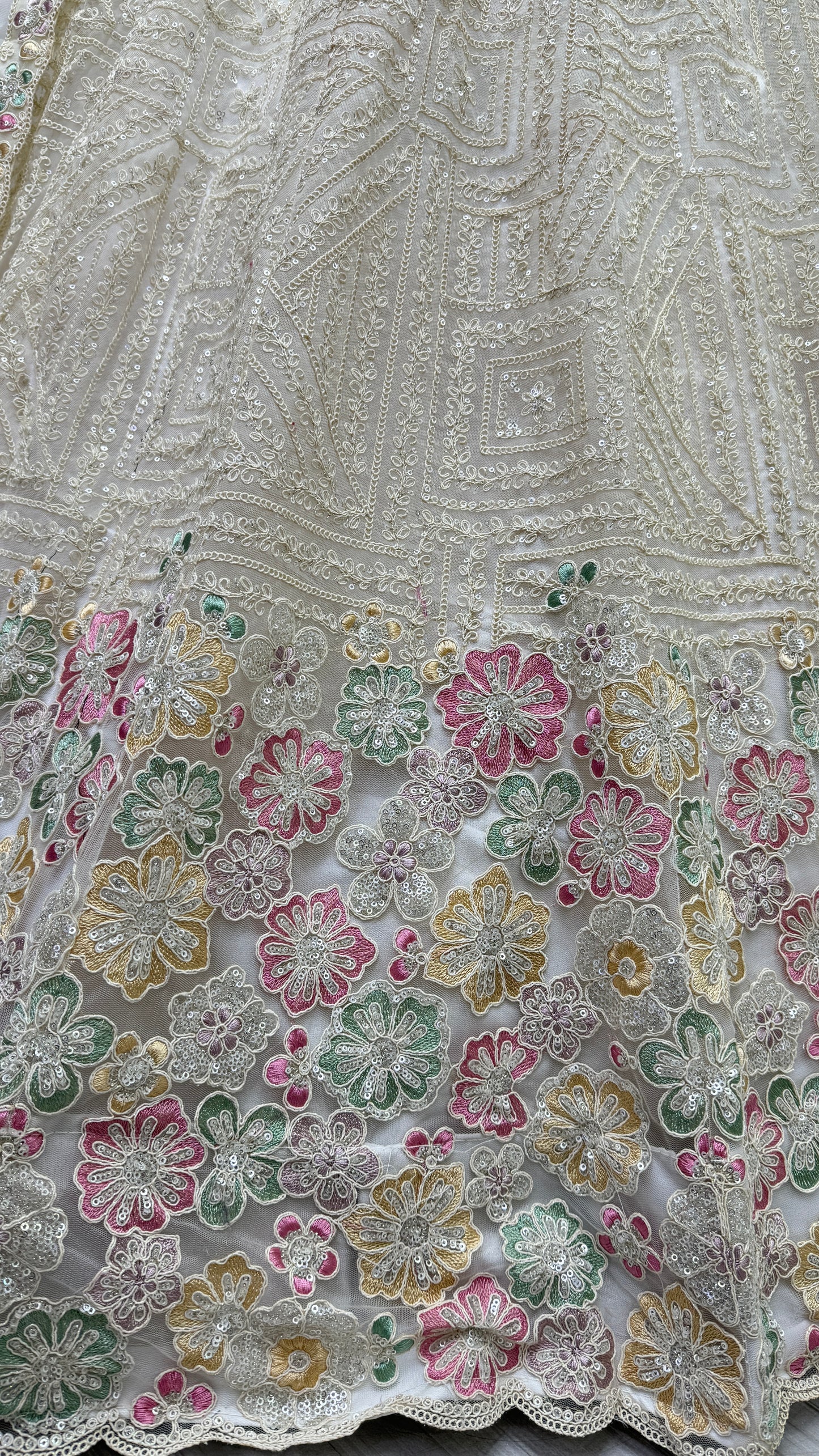 Flower Work Combine with Dori and sequins embroidered Bridesmaids Lehengacholi