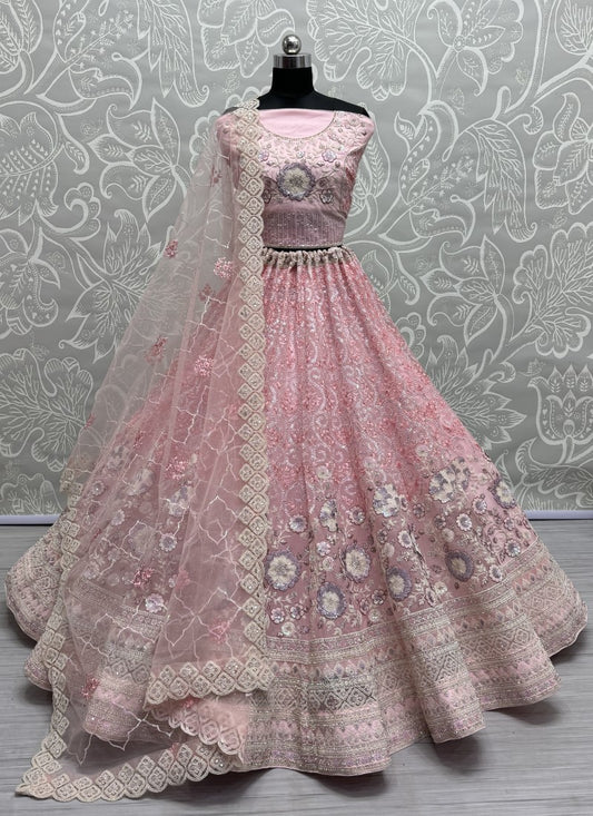 Beautifully Fancy sequins and Dori work combine sophisticated embroidered designer Partywear Lehengacholi