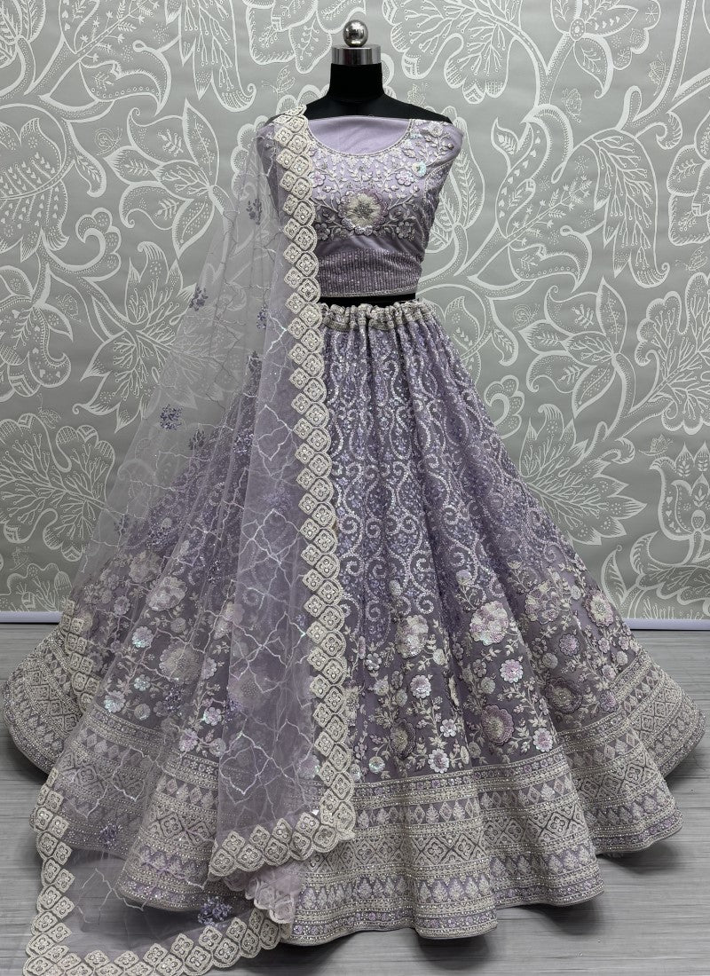 Beautifully Fancy sequins and Dori work combine sophisticated Embroidered designer Partywear Lehengacholi