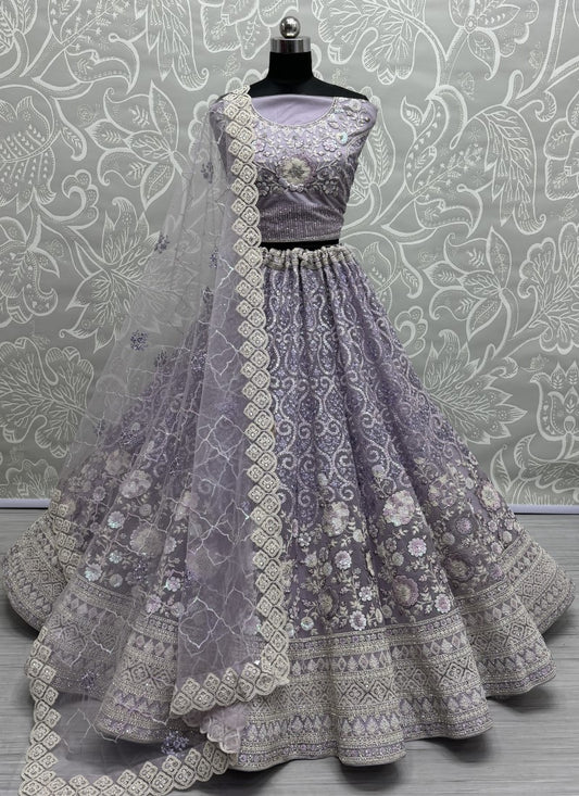 Beautifully Fancy sequins and Dori work combine sophisticated Embroidered designer Partywear Lehengacholi