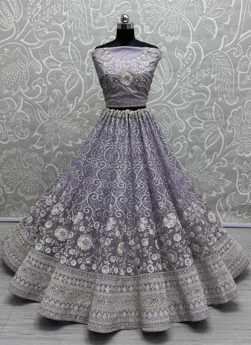Beautifully Fancy sequins and Dori work combine sophisticated Embroidered designer Partywear Lehengacholi