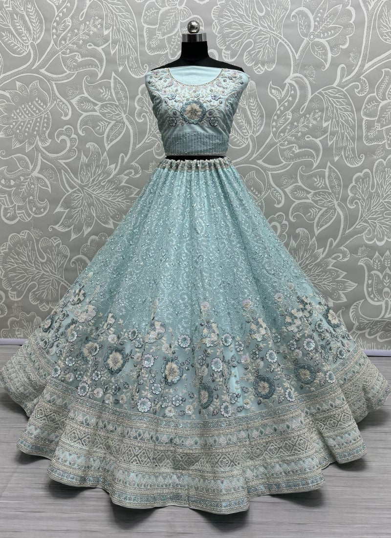 Beautifully Fancy sequins and Dori work combine sophisticated Embroidered designer Partywear Lehengacholi