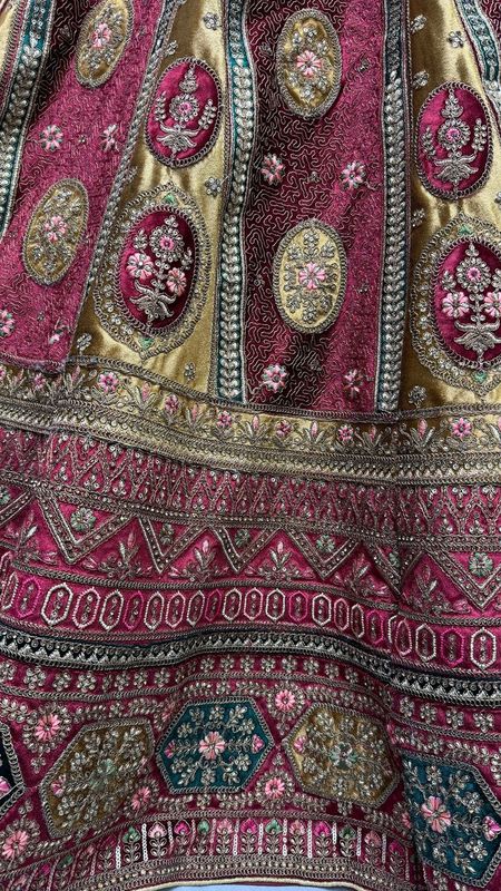 Amazing Kali With Patch Work Design Bridal Lehenga Choli In Maroon