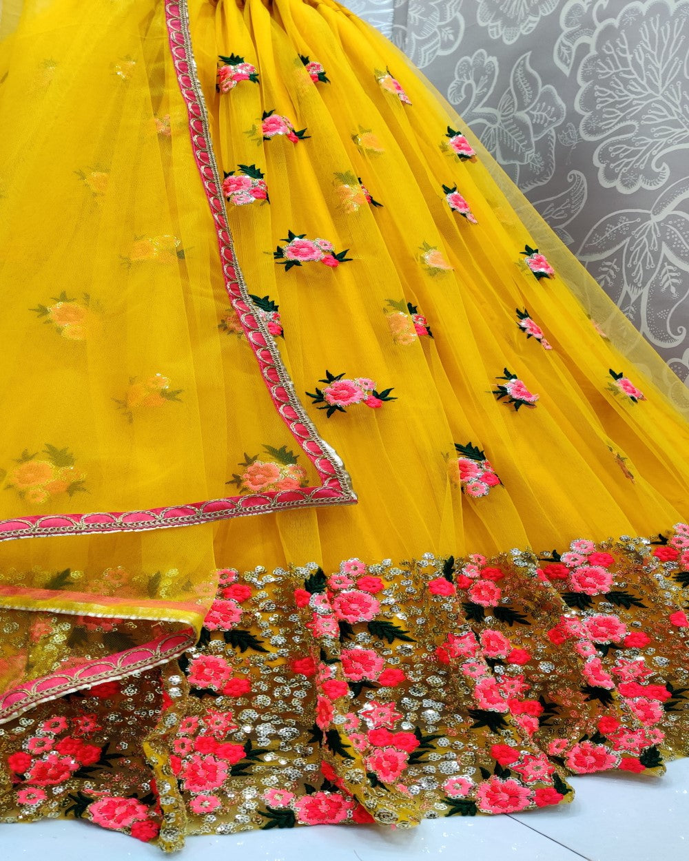 Revealing Thread Embroidery and Sequence Touch Designer Haldi Lehengacholi