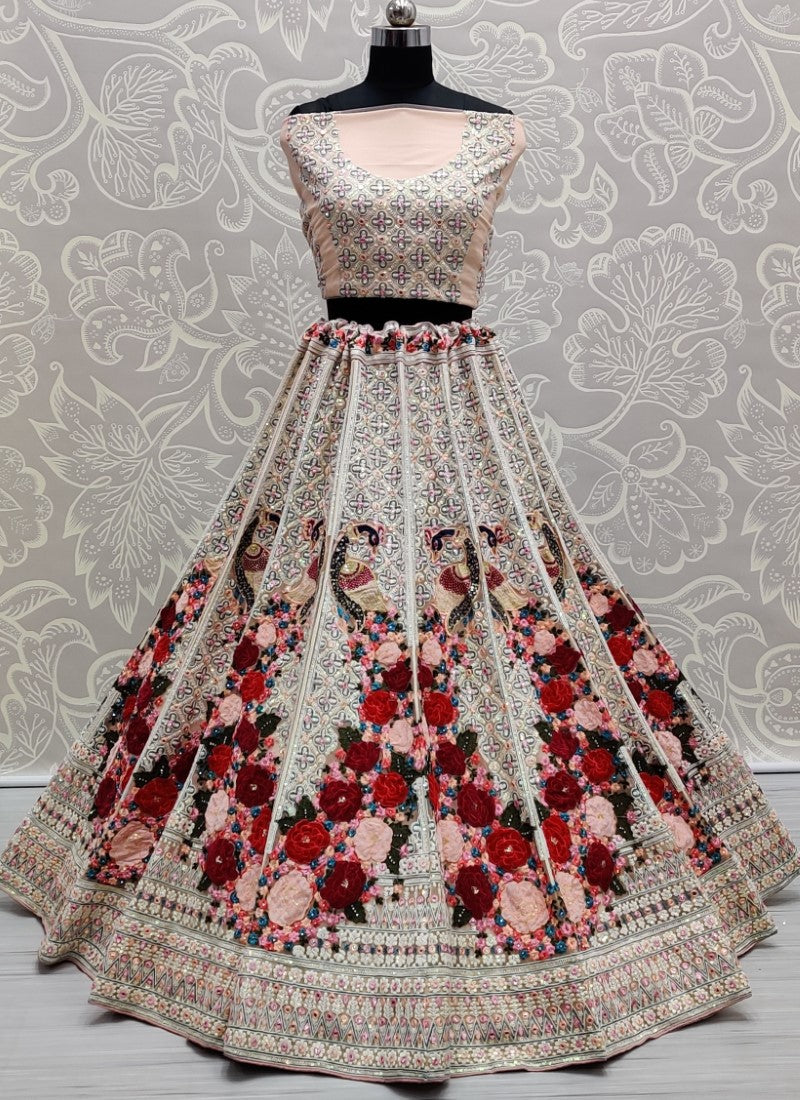 Beautifully designed and Perfect Matching Designer Lehengacholi Cream