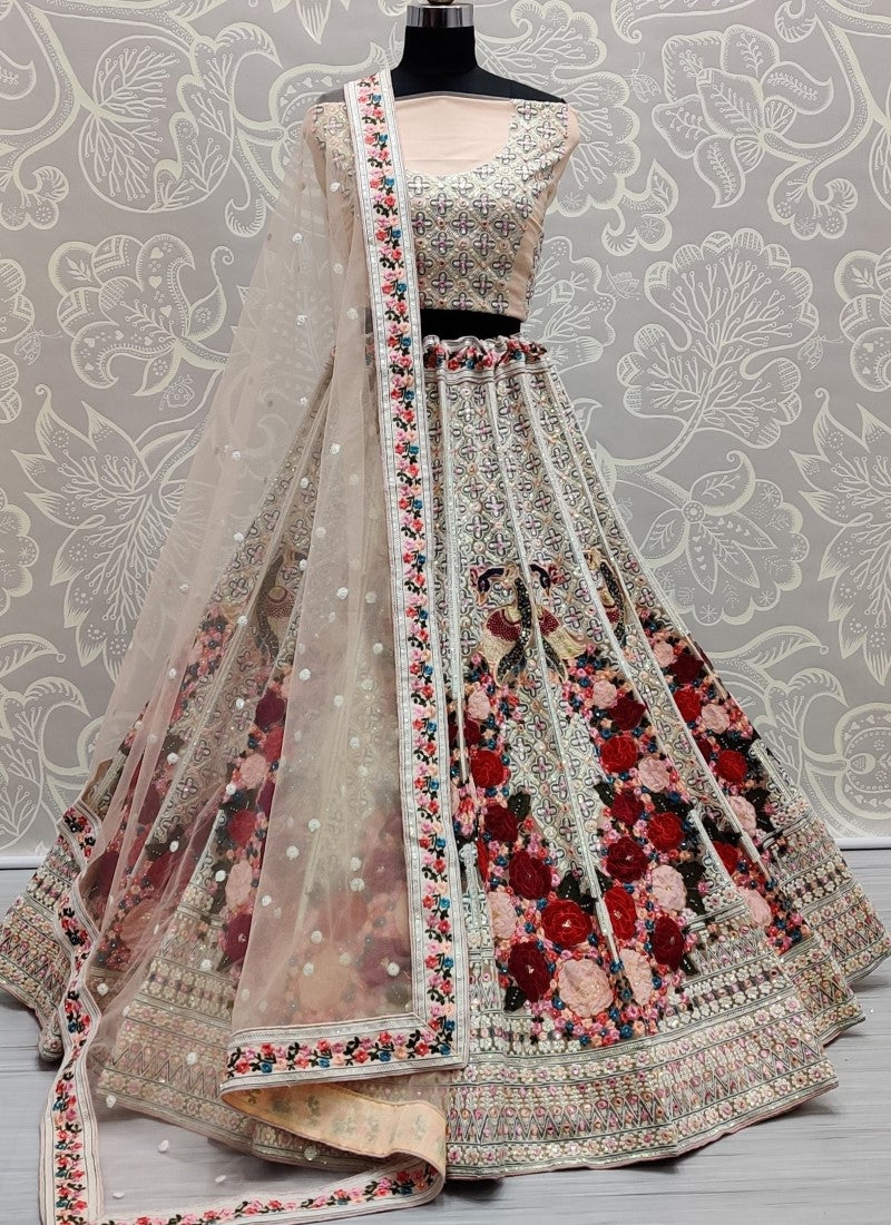 Beautifully designed and Perfect Matching Designer Lehengacholi Cream
