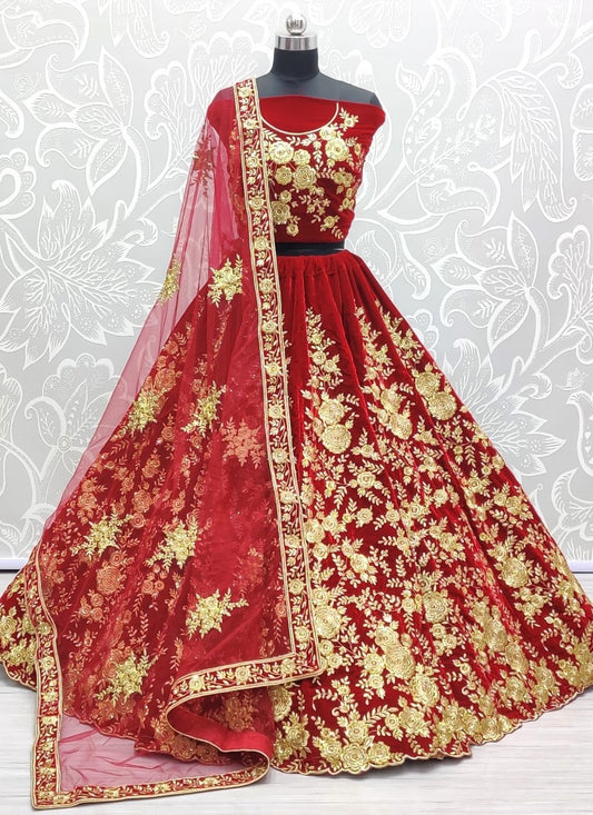 Anjani Signature Red Velvet Lehengacholi Instock on Demand