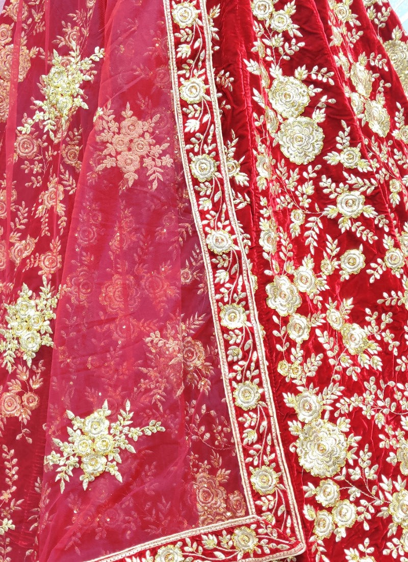 Anjani Signature Red Velvet Lehengacholi Instock on Demand