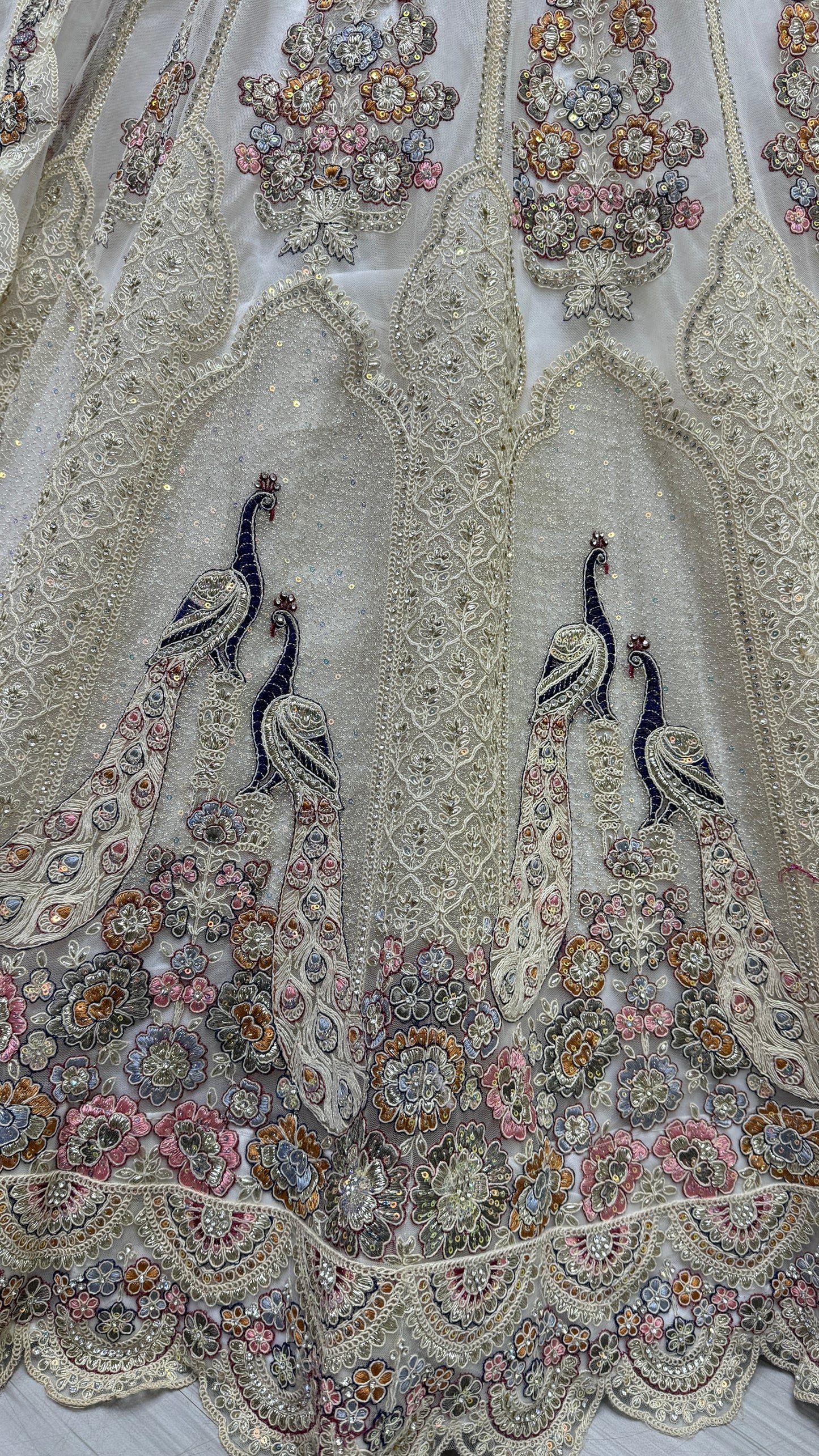 Multi thread and sequins crafted Peacock embroidered Designer partywear Lehengacholi