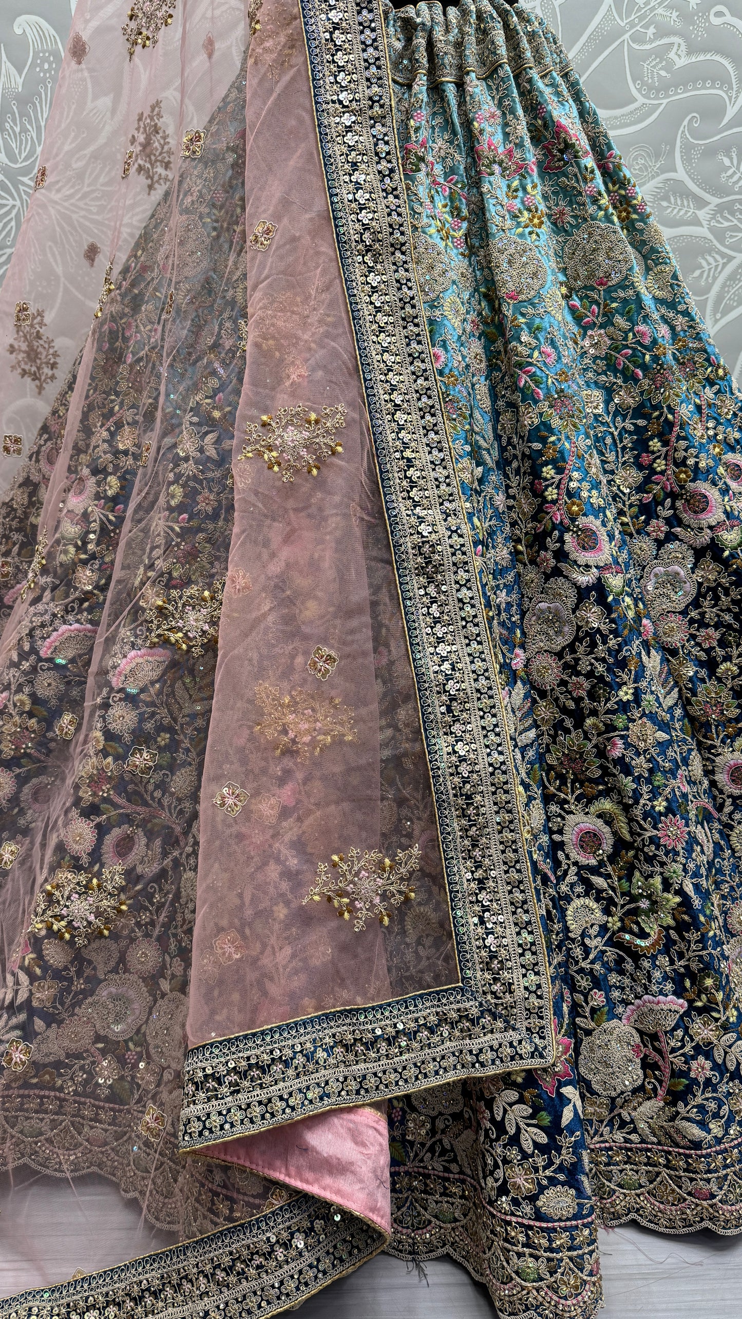 Sophisticated Designed Sequins and Dori Combine Partywear Lehengacholi