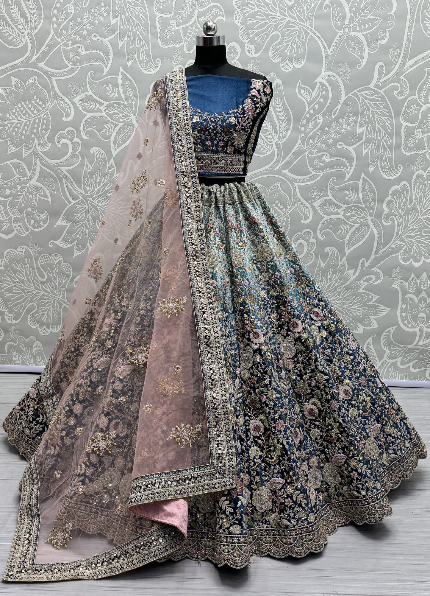 Sophisticated Designed Sequins and Dori Combine Partywear Lehengacholi