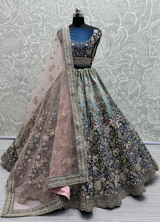 Sophisticated Designed Sequins and Dori Combine Partywear Lehengacholi