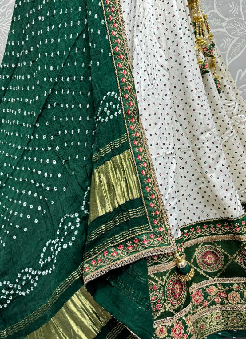 Indian Authentic Bandhej dupatta Traditional Partywear Lehengacholi