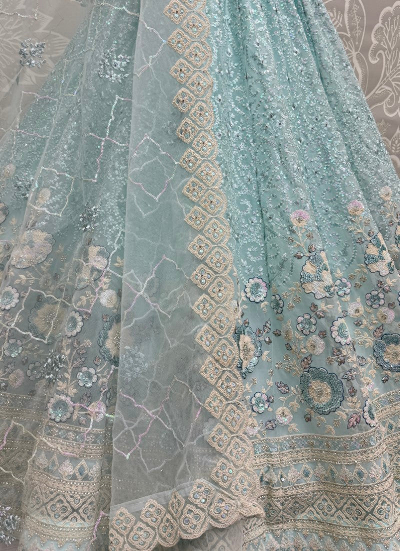 Beautifully Fancy sequins and Dori work combine sophisticated Embroidered designer Partywear Lehengacholi