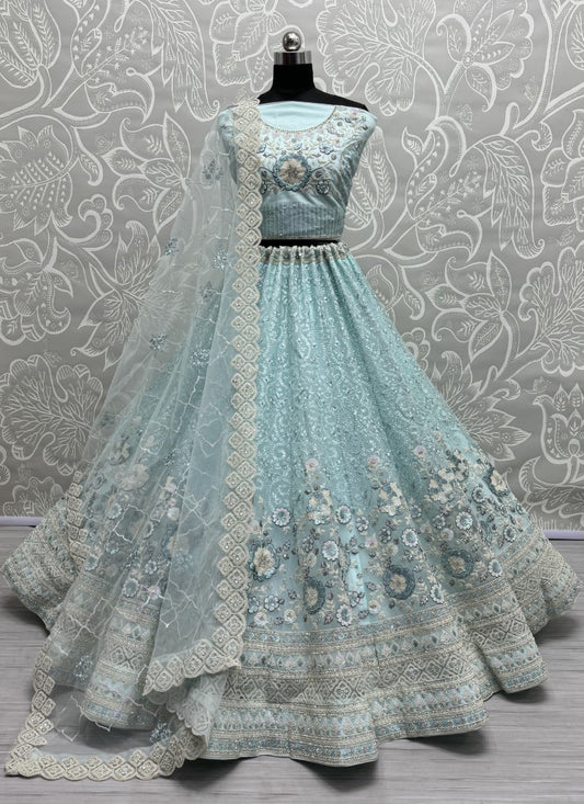 Beautifully Fancy sequins and Dori work combine sophisticated Embroidered designer Partywear Lehengacholi
