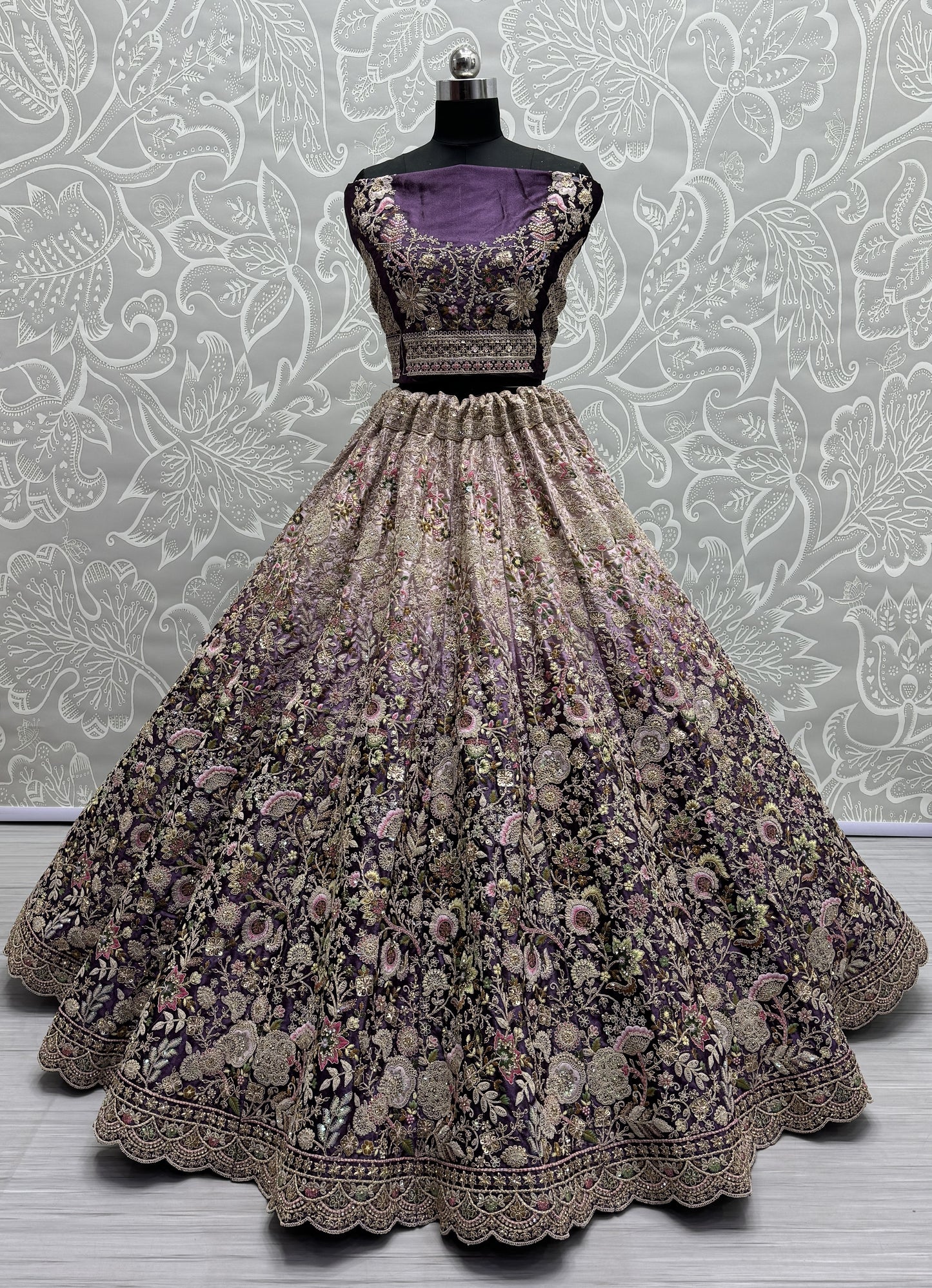 Sophisticated Designed Sequins and Dori Combine Partywear Lehengacholi